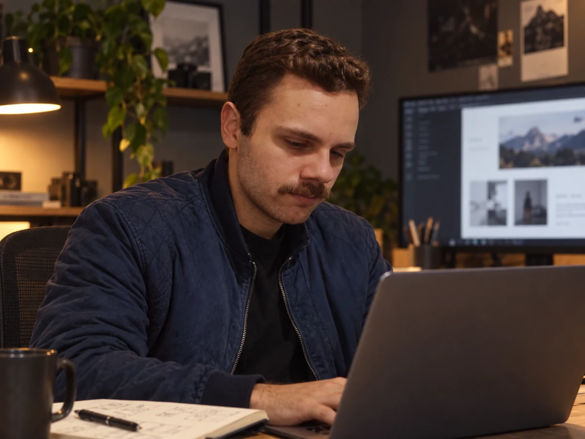 Vinicius trabalhando em um projeto